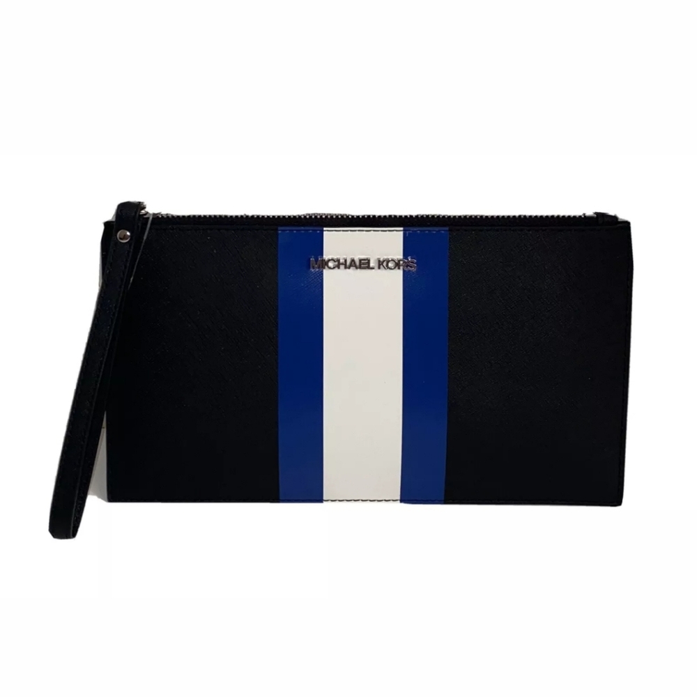 NWT MICHAEL KORS Striped JET SET ZIP CLUTCH WRISTLET